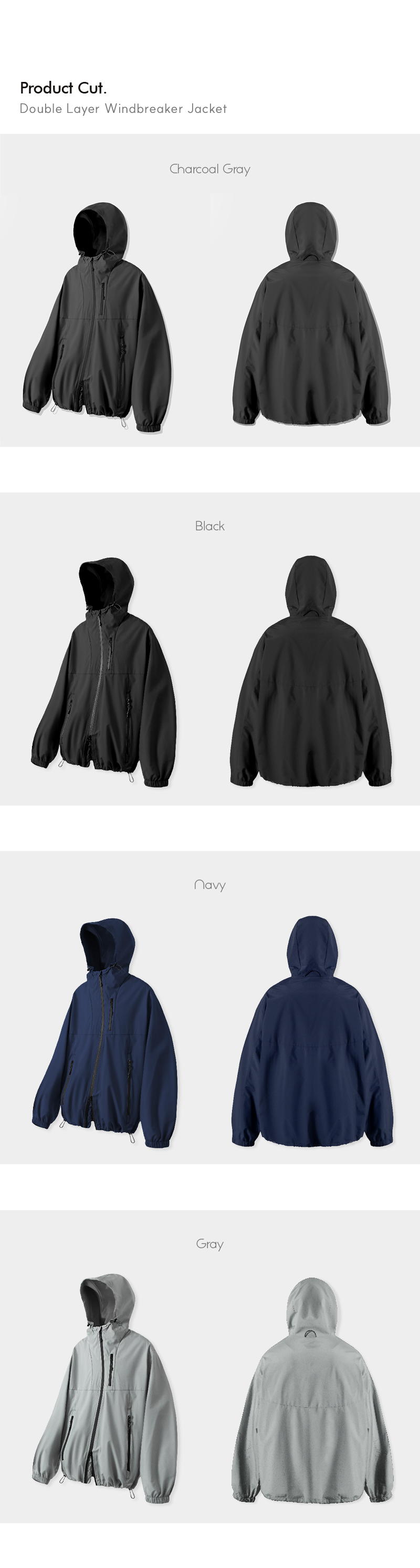 VLAD) DOUBLE LAYER WINDBREAKER JACKET_GRAY - 디미트리블랙